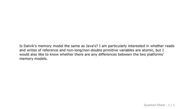 Android : Is Dalvik's memory model the same as Java's? смотреть онлайн