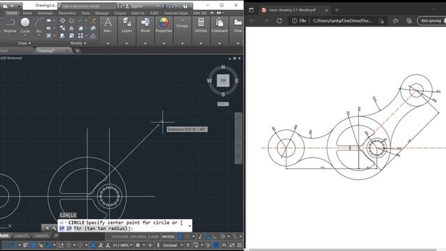 AutoCAD 2D Practice Drawing 6 || Basic Objects for Beginners смотреть онлайн
