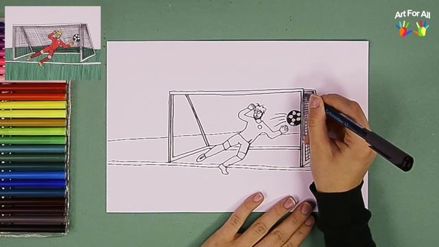 How to draw a football goal and goalkeeper смотреть онлайн