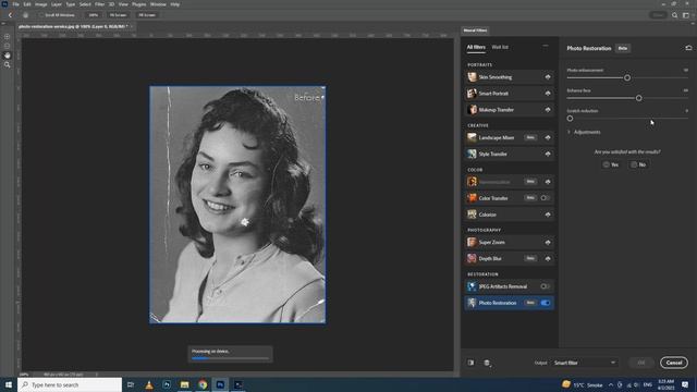 Photo Restoration Filter in Photoshop 2023 смотреть онлайн