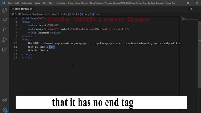 HTML P Tag & Br tag - HTML 5 Tutorial For Beginners In Hindi | Part 10 | HTML, CSS & JAVASCRIPT смотреть онлайн