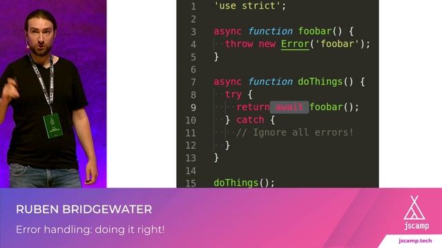 Error handling: doing it right! by Ruben Bridgewater | JSCAMP 2019 смотреть онлайн