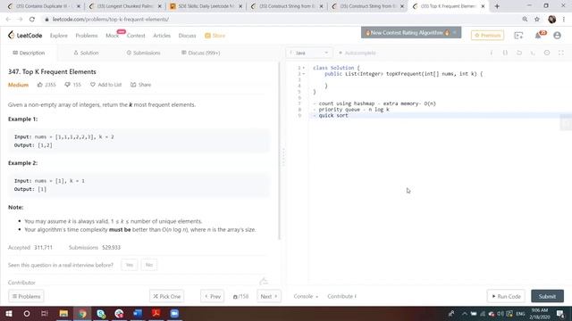 Leetcode [347] Top K Frequent Elements смотреть онлайн