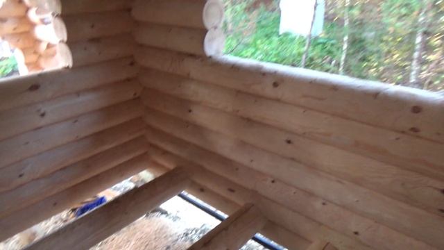 Сруб Бани 4.5х8.0 с Лофтом, фронтонами, террасой из бревна и крышей 