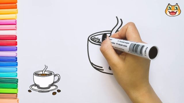 How to draw a coffee mug? Как нарисовать кружку кофе? Cómo dibujar una taza de café? смотреть онлайн