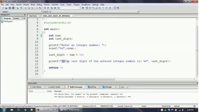 C Programming - Lecture 13 - Example 06 Find The Last Digit Of An Integer смотреть онлайн
