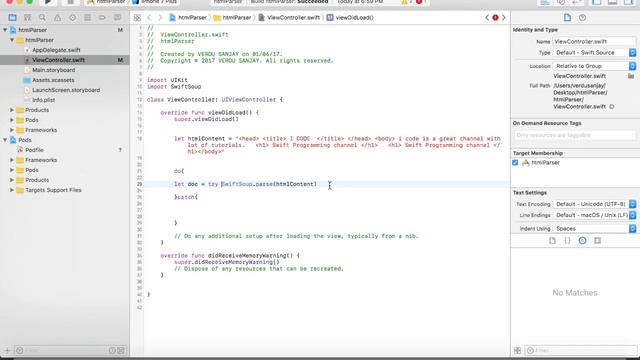 Swift 3 iOS Development - Parsing HTML with SWIFT 3 смотреть онлайн