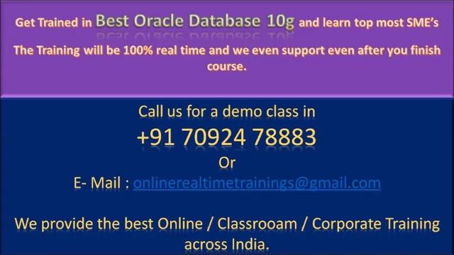 Best Oracle Database 10g Online Training in Chennai Hyderabad Bengaluru india. смотреть онлайн