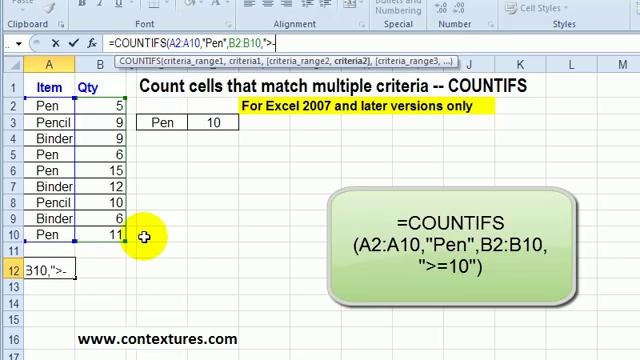 Excel Count With Multiple Criteria - COUNTIFS Function смотреть онлайн