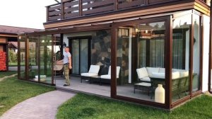 Терраса на металлокаркасе с раздвижной системой слайдер