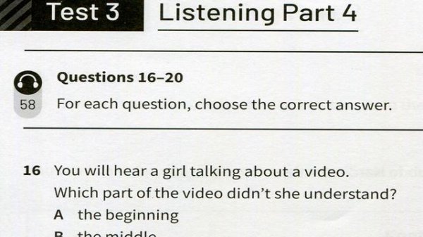 A2 - KEY  FOR SCHOOLS TRAINER- TEST 3 Listening 2020