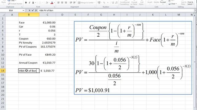 Present Value of Bond using Annuity with Excel VBA смотреть онлайн