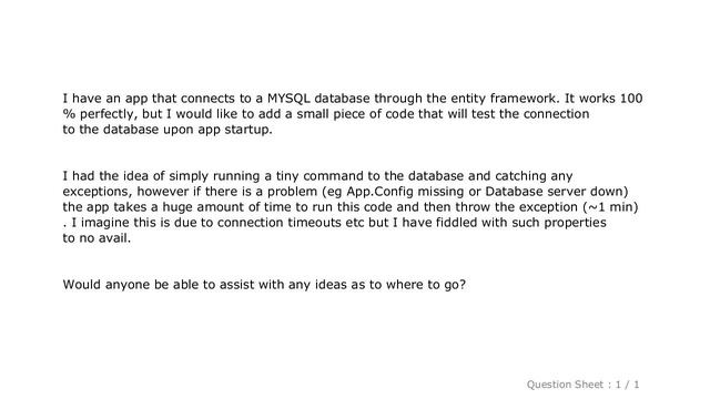 MySQL : Testing an Entity Framework database connection смотреть онлайн
