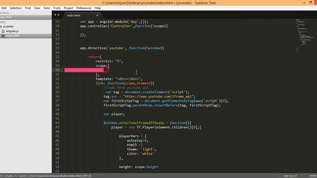AngularJS youtube directive, light color, white theme, player variables смотреть онлайн
