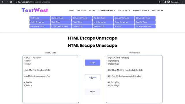 HTML Escape Unescape смотреть онлайн