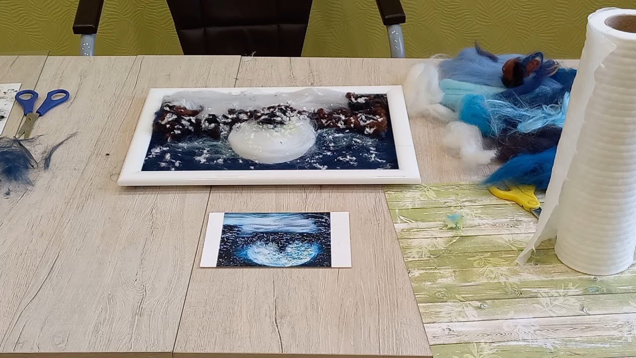 Рисуем шерстью зиму