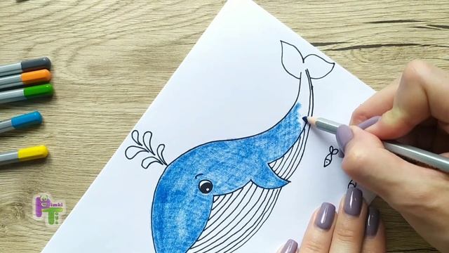 Познавательное рисование для детей с PimkiToys. Видеоурок. Простой рисунок. Кит смотреть онлайн