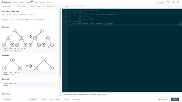 Invert Binary Tree - Leetcode Problem 226 - Python Solution смотреть онлайн