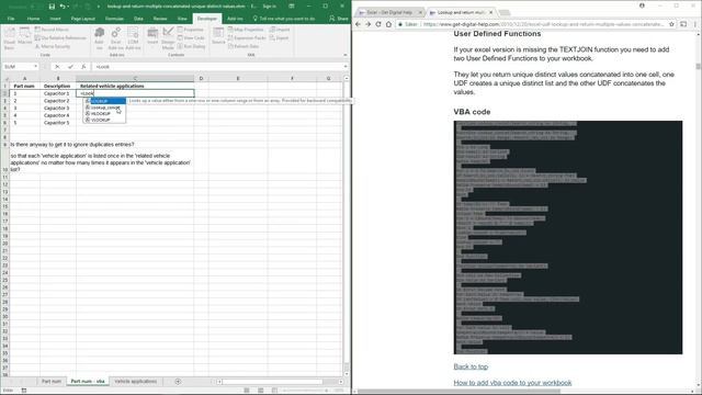 Lookup and return multiple values concatenated into one cell - Ignore duplicates смотреть онлайн