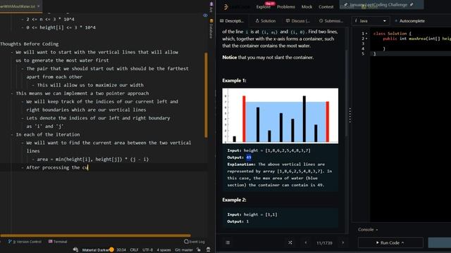 Container With Most Water - Leetcode 11 - Java смотреть онлайн