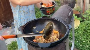 Готовим вкусный лагман в казане. Что приготовить в казане из овощей и мяса. Новоселовы готовят.