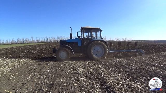 МТЗ-1221.2 вспашка зяби на 30 см. Плуг ПОН-5/4М смотреть онлайн