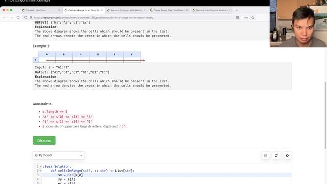 2194. Cells in a Range on an Excel Sheet (Leetcode Easy) смотреть онлайн