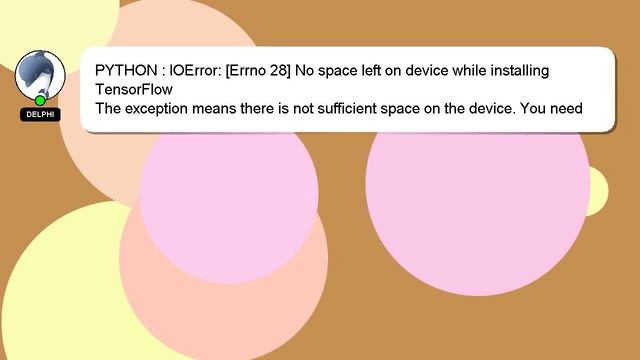 PYTHON : IOError: [Errno 28] No space left on device while installing TensorFlow смотреть онлайн