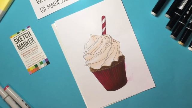 Speed painting. Drawing cupcake with markers смотреть онлайн