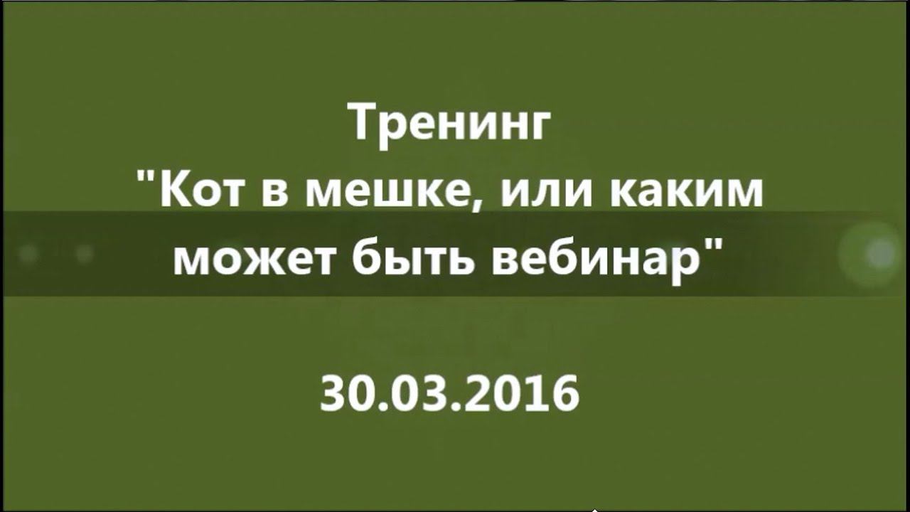 Тренинг "Кот в мешке, или каким может быть вебинар" смотреть онлайн