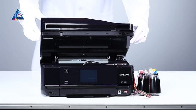 Установка СНПЧ с кнопкой обнуления на каждом картридже на Epson XP-800 смотреть онлайн