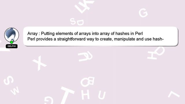 Array : Putting elements of arrays into array of hashes in Perl смотреть онлайн