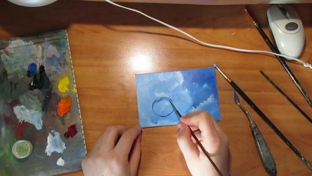 Изображение капли воды масляными красками(ускоренное видео)