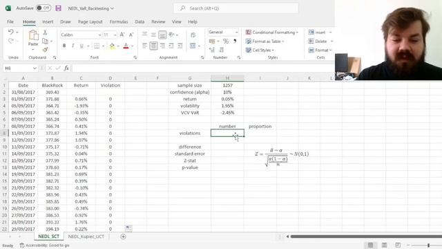 Backtesting Value-at-Risk: Standard coverage test (Excel) смотреть онлайн