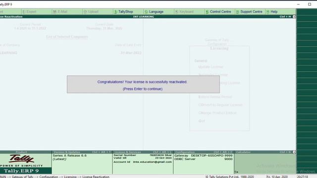 Tally.ERP Free License Activation and Surrender смотреть онлайн