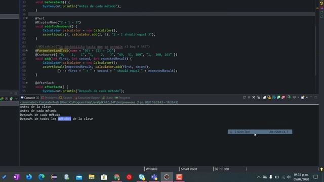 6. Anotaciones BeforeAll, BeforeEach, AfterEach y AfterAll - Junit5 básico смотреть онлайн