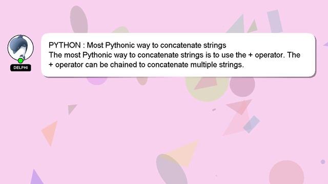 PYTHON : Most Pythonic way to concatenate strings смотреть онлайн