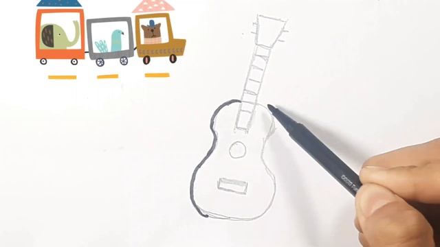 Drawing a picture of a guitar/Gitara rasmini chizish/Нарисовать картинка гитара смотреть онлайн