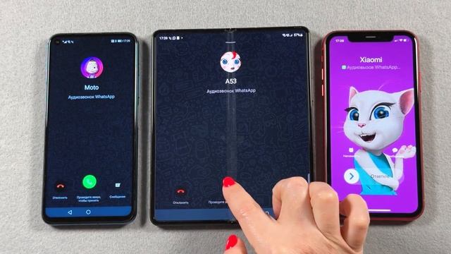 iPhone 11 vs Z Fold 3 vs Honor 20 Pro Skype + WhatsApp + Viber Messenger Video Incoming Call смотреть онлайн