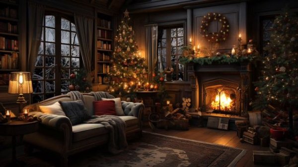 Cozy Christmas Cottage Ambience 🎄   🔥 Relaxing Fireplace, Snowstorm & Sleigh Bells   CottageCore