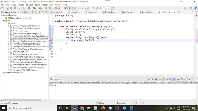 Java Programs:18.Print each word which ends with specific character смотреть онлайн