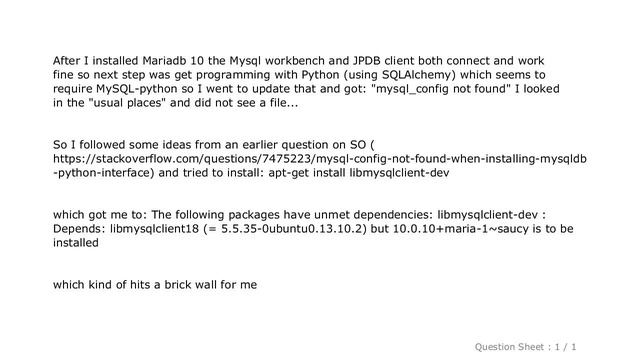 MySQL : mysql_config not found when installing mysqldb python interface for mariadb 10 Ubuntu 13.10 смотреть онлайн