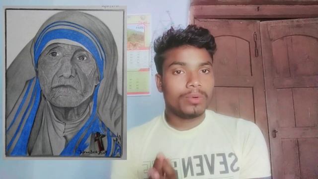 How to draw hyper realistic drawing Sant Mother Terasa sketch. 2021. Wanted art. смотреть онлайн