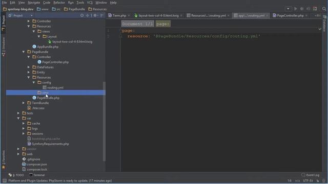 Выводим Page Ч2 - Routing - (Symfony 3 - Blog #7 ) смотреть онлайн