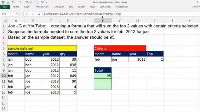Excel - Sum Top 2 That Match Criteria - Duel 133 - Episode 1760 смотреть онлайн