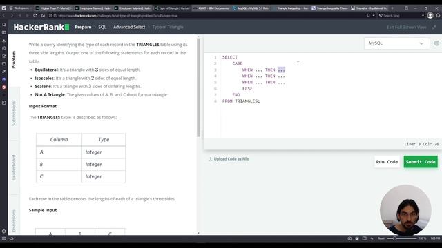 Type of Triangle | SQL Advanced Select | HackerRank Solution смотреть онлайн