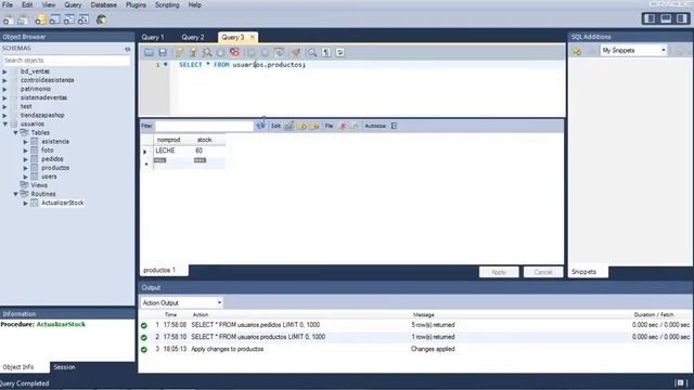 NetBeans IDE & MySQL Workbench: PROCEDURE UPDATE STOCK смотреть онлайн