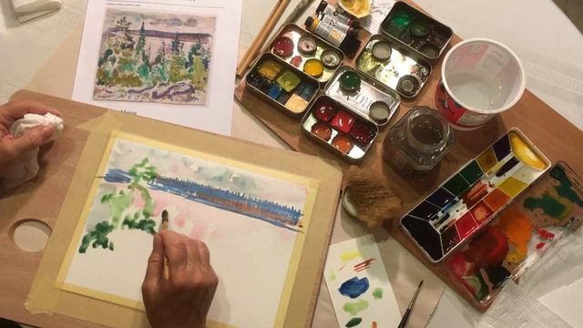 Watercolor landscape with John Marin for Inspiration смотреть онлайн