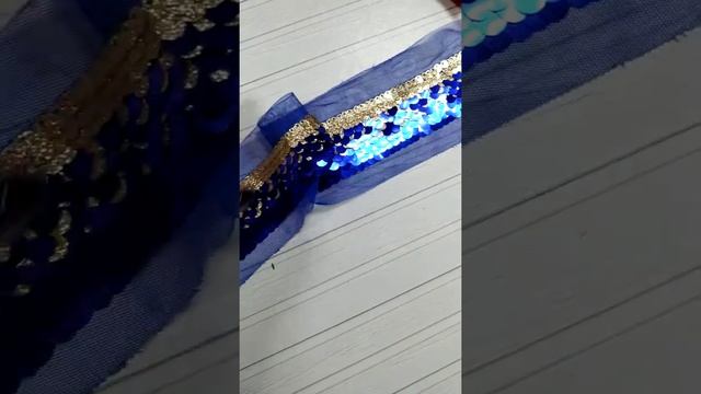Тесьма из пайеток на сетке, цв. Синий/золото смотреть онлайн