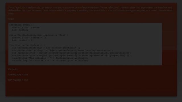 TypeScript reflection for interfaces смотреть онлайн